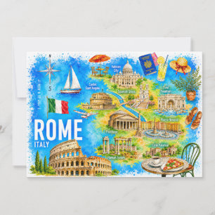 Convites Aquarela Roma Itália Coliseu Marco