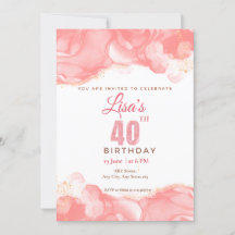 Aquarela rosa brilho 40º aniversário