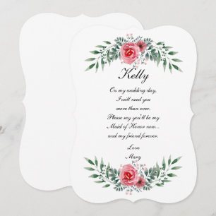 Convites Aquarela Rosa Rosa Folhagem Verde Madrinha