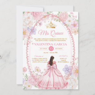 Convites Aquarela Rosa Roxo Quinceañera 15 Anos Flores