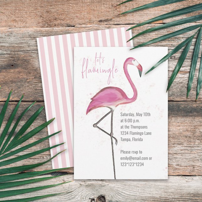 Convites Aquarela Rosa Vamos Flamingle Flamingo Fofo (Criador carregado)