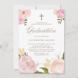 Convites Aquarela Rosada Peônia Floral Rosa Dedicatória par