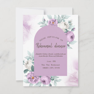 Convites Aquarela Rosas Lilás Pontos Jantar de Ensaios