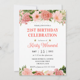 Convites Aquarela Rosas Vermelhas e Rosadas de Aniversário