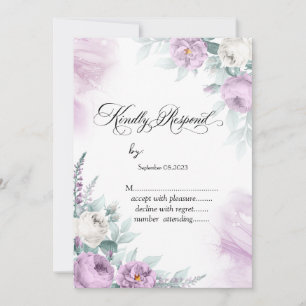 Convites Aquarela Rosas Violeta Bolinhas RSVP