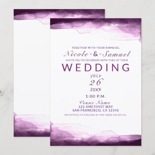 Convites Aquarela Roxa de Boysenberry Chic Casamento Modern
