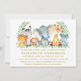 Convites Aquarela Safari Animais Chá de fraldas Amarelo Dou