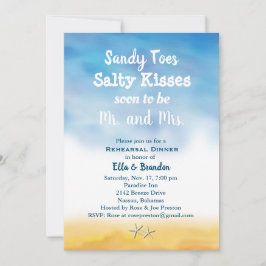 Convites Aquarela Sandy Toes Ensaio Janta céu e areia