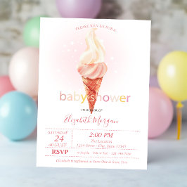 Convites Aquarela Sorvete Gelado Bolinhas Chás de Bebê