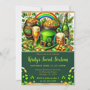 Convites Aquarela St Patrick's Day Sweet Sixteen