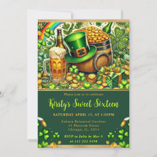 Convites Aquarela St Patrick's Day Sweet Sixteen