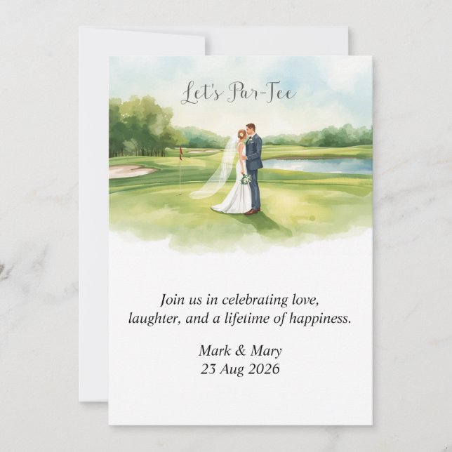 Convites Aquarela temática de casamento de golfe (Frente)