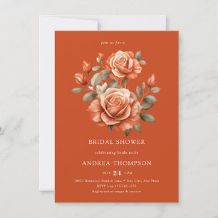Convites Aquarela Terracota Chuveiro Floral Nupcial