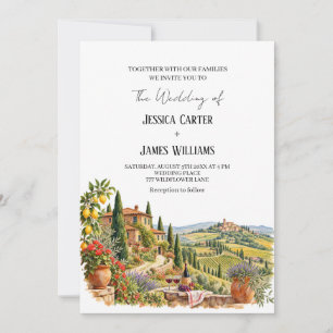 Convites Aquarela Toscana Itália Casamento Vintage Vinícola