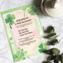 Aquarela Trevo de Quatro Folhas Shamrock Dia de Sã