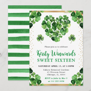 Convites Aquarela Trevos de Quatro Folhas St Patrick's Doze