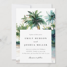 Convites Aquarela tropical de praia - Tudo em um casamento