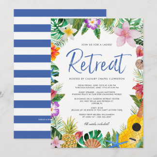 Convites Aquarela Tropical Luau Retreat Ladreat