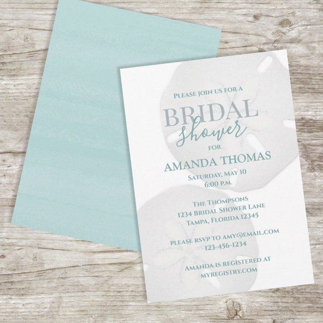 Convites Aquarela Turquesa Sand Dollar Elegante (Criador carregado)