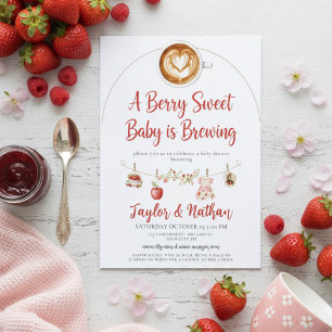 Convites aquarela um bebê berry doce está sendo preparado m