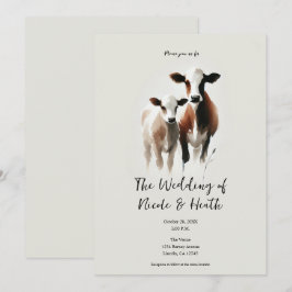 Convites Aquarela Vacas Casamento Rústico Minimal