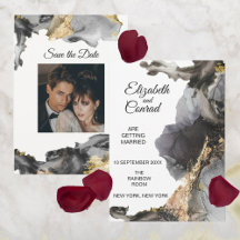 Aquarela Vanessa Black and White Save Date (Guarda