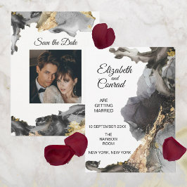 Convites Aquarela Vanessa Black and White Save Date (Guarda