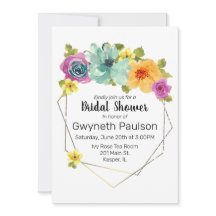 Aquarela Verde-azulado Laranja Amarelo Rosa Floral