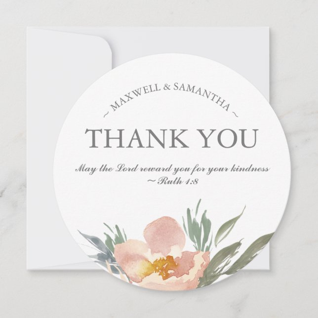 Convites Aquarela Verde, Branco e Laranja Obrigado (Frente)