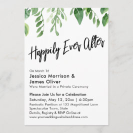 Convites Aquarela Verde Caligrafia Felizes Para Sempre