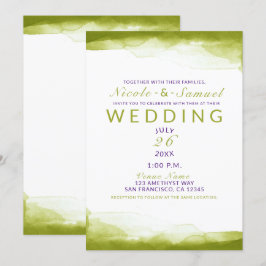 Convites Aquarela Verde Chartreuse Casamento Moderno Chic