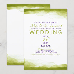 Convites Aquarela Verde Chartreuse Casamento Moderno Chic