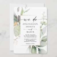 Aquarela Verde com Dourado Casamento
