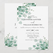 Aquarela Verde Folhagem Floral Eucalipto Casamento