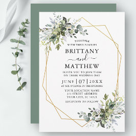 Convites Aquarela Verde Geo Frame Verde