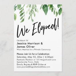 Convites Aquarela Verde Nós Fugimos! Apenas Recepção
