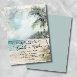 Convites Aquarela Vintage no Casamento na Praia