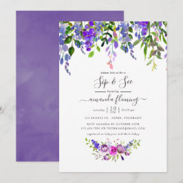 Convites Aquarela Violeta Floral Beber e Ver