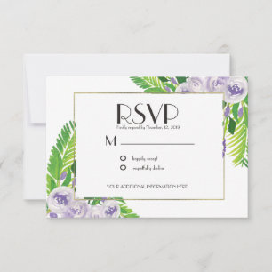 Convites Aquarela  Violeta Roxo Floral Casamento
