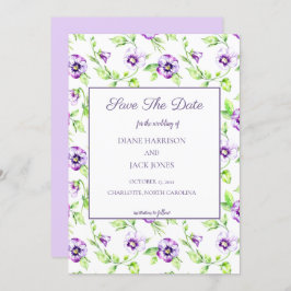 Convites Aquarela Violetas Roxas Salvam a Data