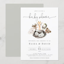 Aquarelas Animais Falham Chá de fraldas Dourado mo