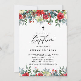 Convites Aquarelas Festivas Floral Garland Winter Baptism