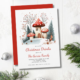 Convites Aquarelas Winter Woodland Bebidas de Natal