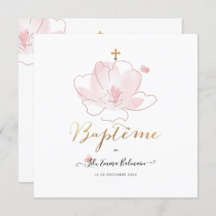 Convites Aquarelle Les Fluers Faire-part de Baptême