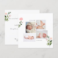 Aquarelle petites fleurs Faire-part de Naissance