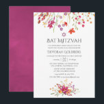 Convites Aquarelle Wild Flower Bat Mitzvah<br><div class="desc">Chamada de Burgundy e Plum field Flor bat mitzvah com tipografia elegante personalizável para seus eventos específicos.</div>
