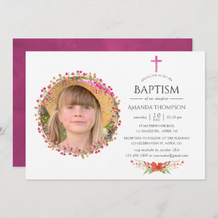 Convites Aquarelle Wildflower Baptism ou Christening