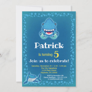 Convites Aquário de Festa de aniversário de Shark Invitat
