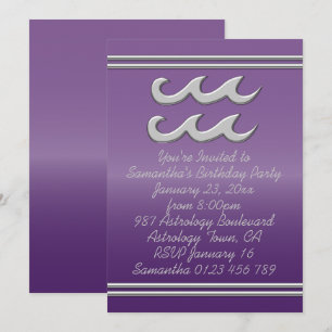 Convites Aquário em Chrome no Ametist Effect Birthday