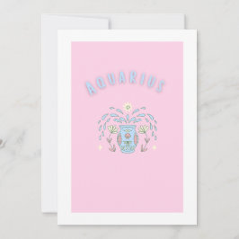Convites Aquário Rosa, impressão do signo zodiacal, signo e